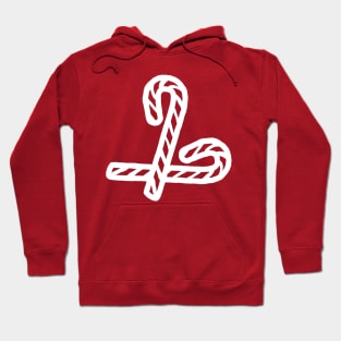White Line Two Candy Canes for Christmas Hoodie